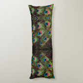 アートデコティール(緑がかった色)グリーンターコイズ孔雀フェザー ボディピロー (裏面 (縦))