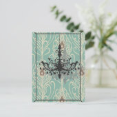 アートデコティール（緑がかった色）ピーコックヴィンテージブラックシャンデリア ポストカード (スタンド正面)