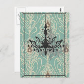 アートデコティール（緑がかった色）ピーコックヴィンテージブラックシャンデリア ポストカード (正面/裏面)