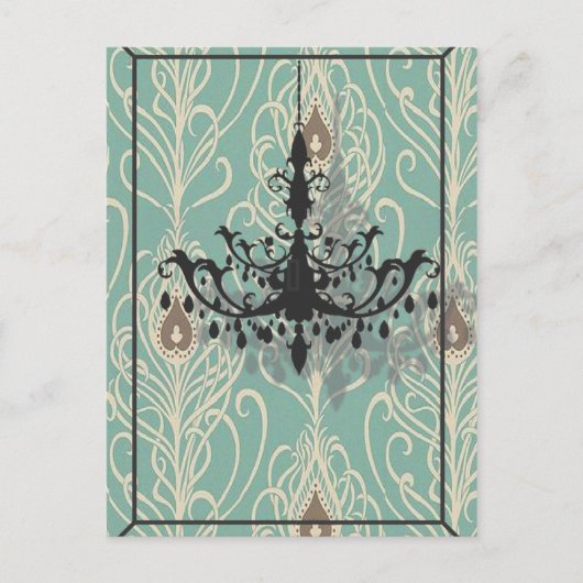 アートデコティール（緑がかった色）ピーコックヴィンテージブラックシャンデリア ポストカード (正面)