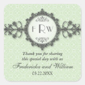 アートデコバンドセージ結婚式のステッカー スクエアシール (正面)