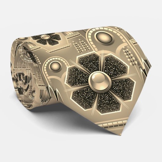 アートデコパターンヴィンテージフローラ幾何学的金ゴールド ネクタイ (ロール)