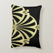 アートデコファンパターン黒金ゴールドエレガントヴィンテージ アクセントクッション (裏面(縦))