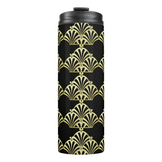 アートデコファンパターン黒金ゴールドエレガントヴィンテージ タンブラー (正面)