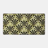 アートデコファンパターン黒金ゴールドエレガントヴィンテージ デスクマット (正面)