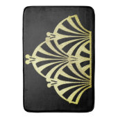 アートデコファンパターン黒金ゴールドエレガントヴィンテージ バスマット (正面縦)