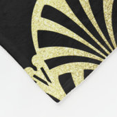 アートデコファンパターン黒金ゴールドエレガントヴィンテージ フリースブランケット (角)