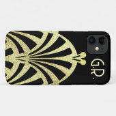 アートデコファンパターン黒金ゴールドエレガントヴィンテージ Case-Mate iPhoneケース (裏面(横))