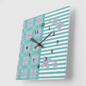 アートデコフラワーズインレトロスタイル スクエア壁時計 (傾斜)