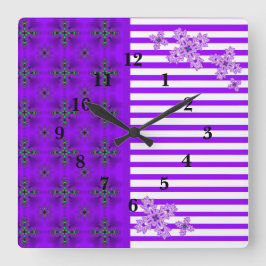 アートデコフラワーズインレトロスタイル スクエア壁時計