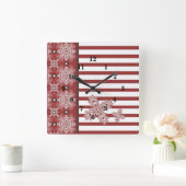 アートデコフラワーズインレトロスタイル スクエア壁時計 (ホーム)