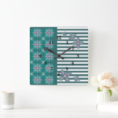 アートデコフラワーズインレトロスタイル スクエア壁時計 (ホーム)