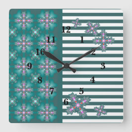 アートデコフラワーズインレトロスタイル スクエア壁時計