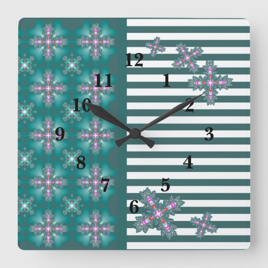 アートデコフラワーズインレトロスタイル スクエア壁時計 (正面)