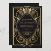 アートデコブラック&金ゴールドパーティの招待状 招待状 (正面/裏面)