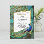 アートデコペコックゴールドグリッター ハリウッド バースデー 招待状 (スタンド正面)