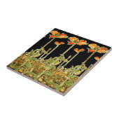 アートデコラティフス（オレンジフラワー）アルフォンスミュシャティル タイル (側面)