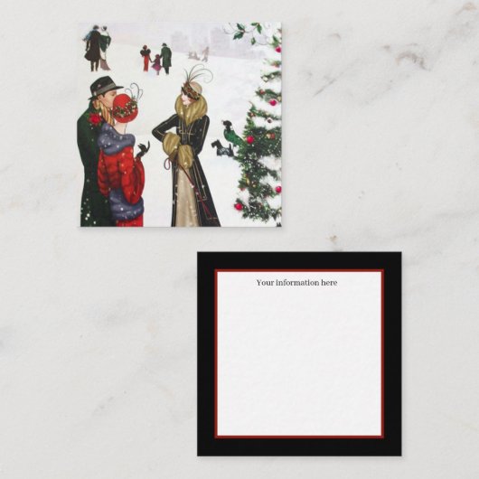 アートデコレトロヴィンテージクリスマス スクエア名刺 (正面/裏面)