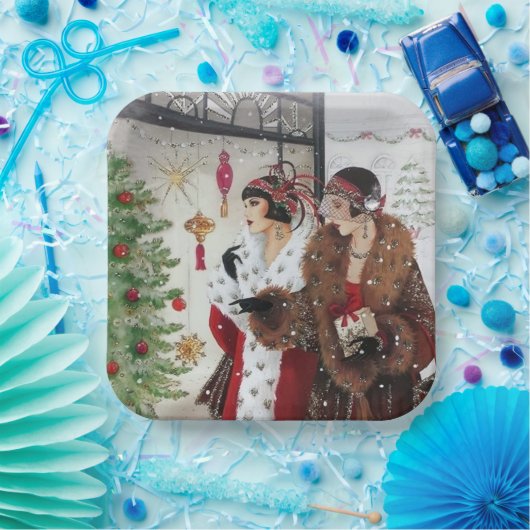 アートデコヴィンテージレディースパーティー紙プレート ペーパープレート (パーティー)