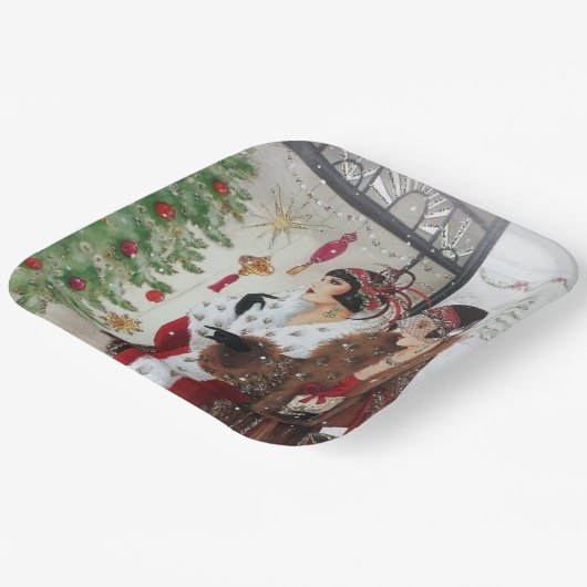 アートデコヴィンテージレディースパーティー紙プレート ペーパープレート (傾斜あり)