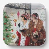 アートデコヴィンテージレディースパーティー紙プレート ペーパープレート (正面)