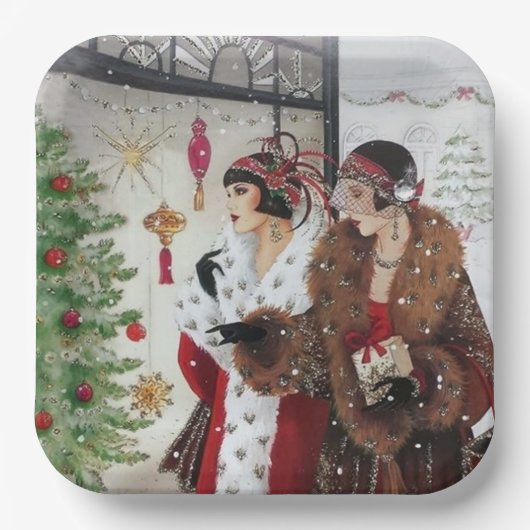 アートデコヴィンテージレディースパーティー紙プレート ペーパープレート (正面)