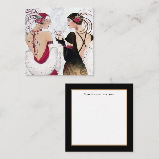 アートデコールの古風なビンテージのクリスマス·レディーズ スクエア名刺 (正面/裏面)