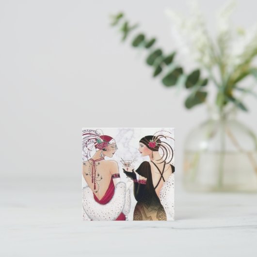 アートデコールの古風なビンテージのクリスマス·レディーズ スクエア名刺 (スタンド正面)