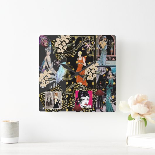 アートデコールファッションシーンを表示 スクエア壁時計 (ホーム)