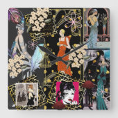 アートデコールファッションシーンを表示 スクエア壁時計 (正面)