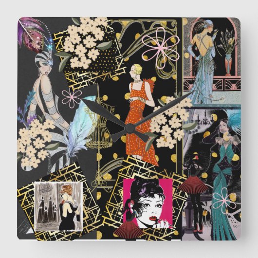 アートデコールファッションシーンを表示 スクエア壁時計 (正面)