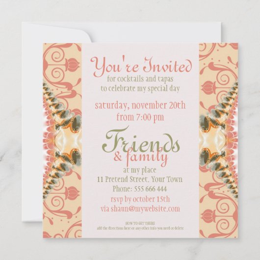 アートデコール&レース誕生日カクテルパーティー協会 招待状 (裏面)