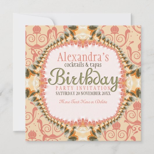 アートデコール&レース誕生日カクテルパーティー協会 招待状 (正面)