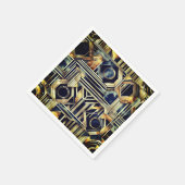 アートデコ大理石ブラック&金ゴールドジャジージオメトリック スタンダードカクテルナプキン (角)