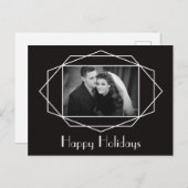 アートデコ幾何学ホリデーフォトポストカード ブラック シーズンポストカード (正面/裏面)