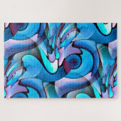 アートデコ抽象芸術アクアジオメトリックパターン ジグソーパズル (横)