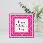 アートデコ柄の鮮やかな明るいピンクの幾何学模様 シーズンカード (スタンド正面)