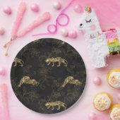 アートデコ洗練されたブラック&金ゴールドヒョウ ペーパープレート (パーティー)