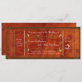 アートデコ結婚ズチケット，レザーラグジュアリー 招待状