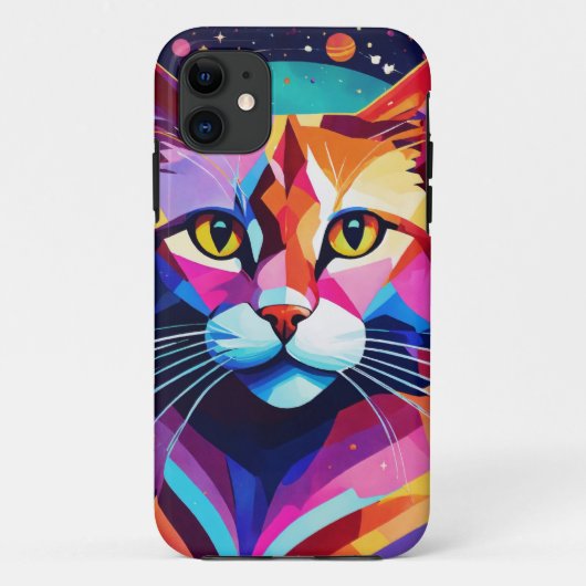 アートデコ絵画グラフィックデザインと明るい猫 Case-Mate iPhoneケース (裏面)