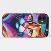 アートデコ絵画グラフィックデザインと明るい猫 Case-Mate iPhoneケース (裏面(横))