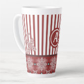 アートデコ花レトロスタイルとモノグラム カフェラテマグ (左アングル)