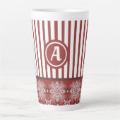 アートデコ花レトロスタイルとモノグラム カフェラテマグ (正面)