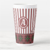 アートデコ花レトロスタイルとモノグラム カフェラテマグ (正面)