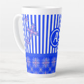 アートデコ花レトロスタイルとモノグラム カフェラテマグ (左アングル)