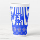 アートデコ花レトロスタイルとモノグラム カフェラテマグ (正面)
