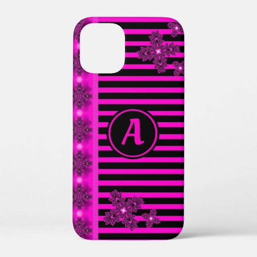 アートデコ花レトロスタイルとモノグラム Case-Mate iPhoneケース (裏面)