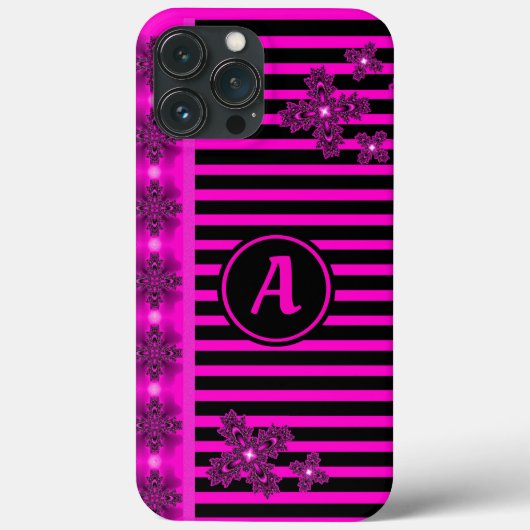 アートデコ花レトロスタイルとモノグラム Case-Mate iPhoneケース (裏面)
