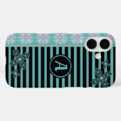 アートデコ花レトロスタイルとモノグラム Case-Mate iPhoneケース (裏面 (横))