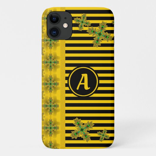 アートデコ花レトロスタイルとモノグラム Case-Mate iPhoneケース (裏面)